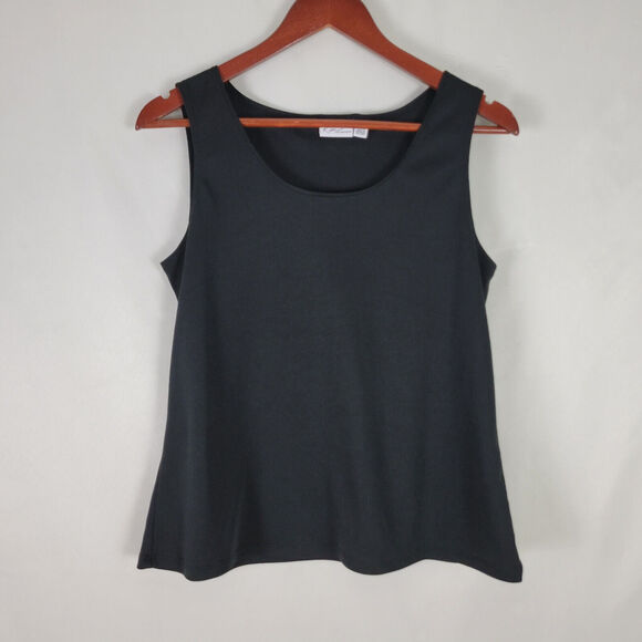 Kim Rogers‎ Shirt Womens Medium Black Tank Top Scoop Neck Polyester Blouse - Picture 1 of 9